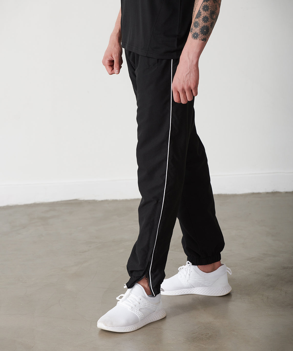 Navy/White piping - Piped track bottoms - GarmentEmbroidery