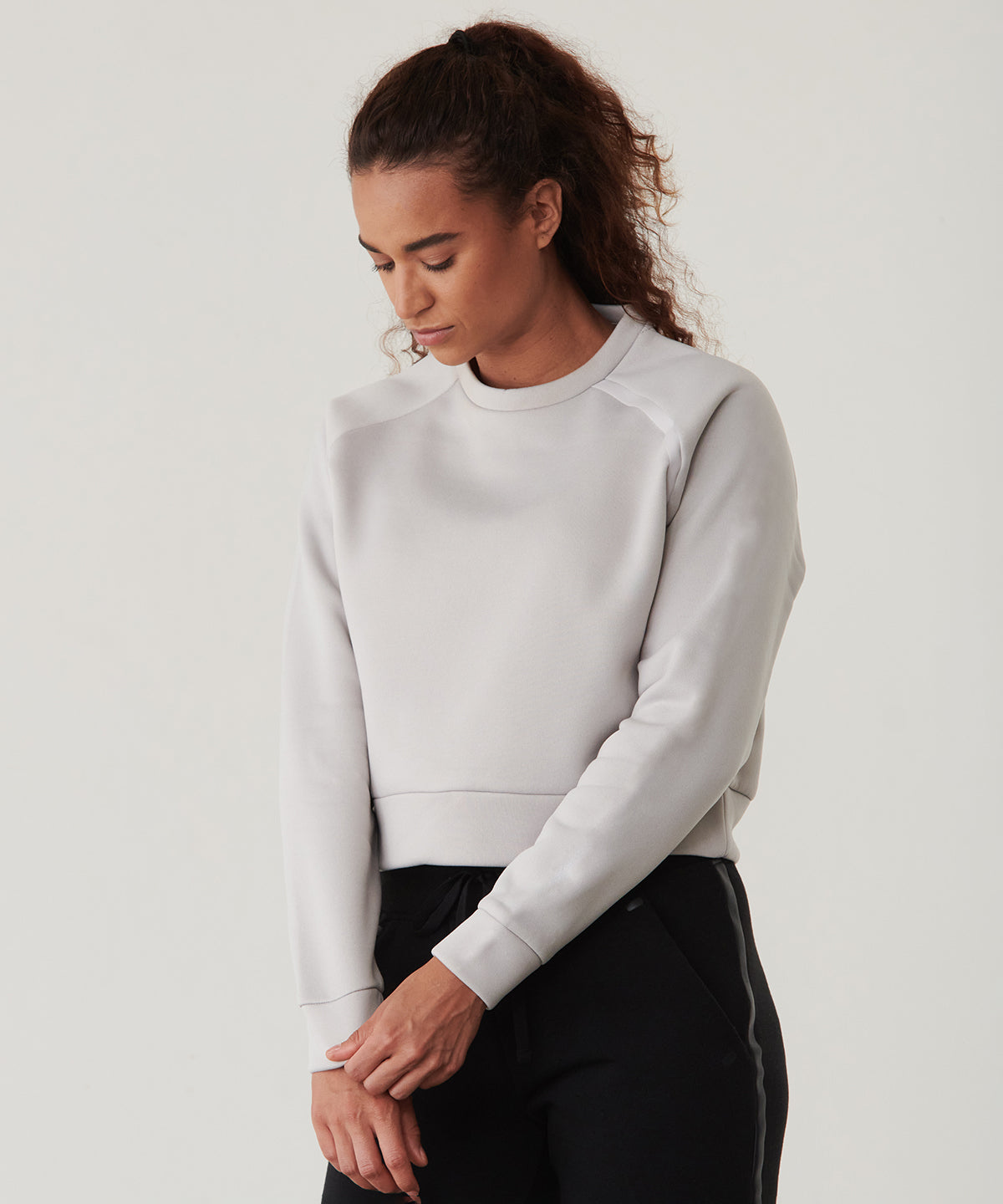 Light Grey - Women's cropped sweatshirt - GarmentEmbroidery
