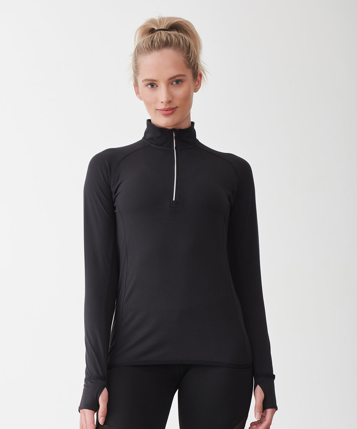Grey Marl - Women's long-sleeved ¼ zip top - GarmentEmbroidery