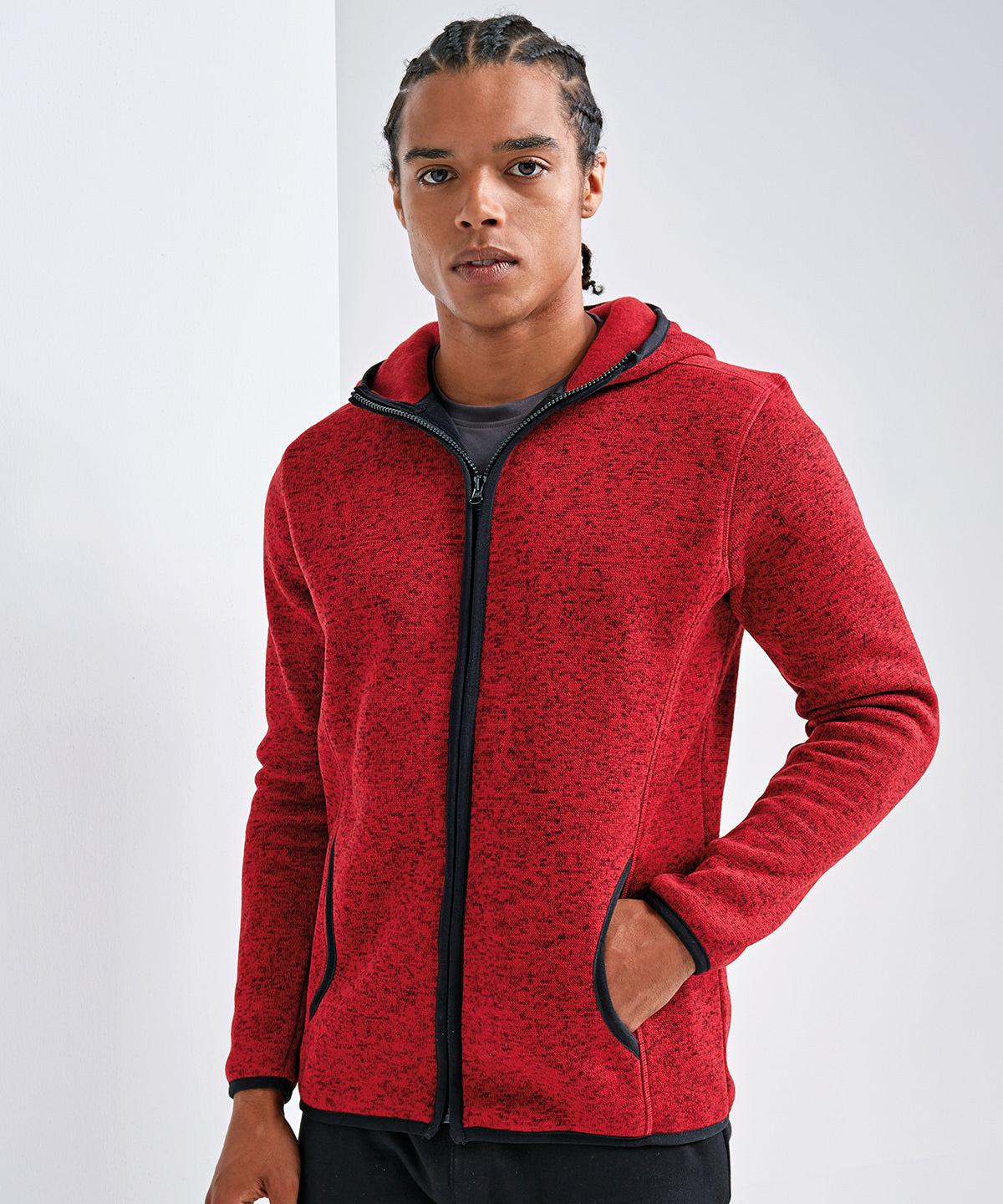 Sapphire/Black Fleck - TriDri® Melange knit fleece jacket - GarmentEmbroidery
